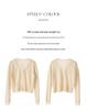 Lace Trim V-Neck Cashmere Cardigan for Women - Short Knitted Wool Sweater Coat with Long Sleeves for Autumn/Winter 2024