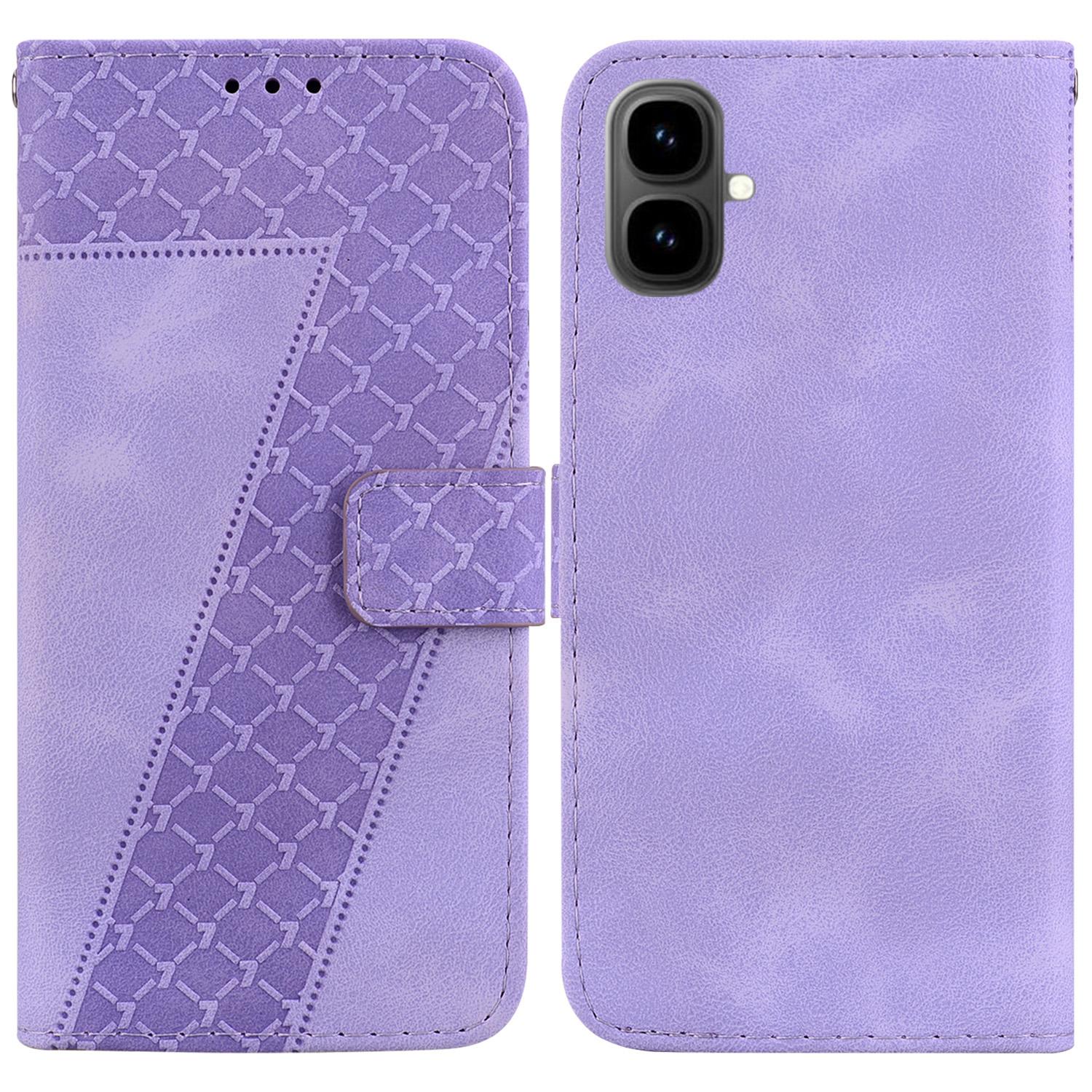 

For Infinix Smart 10 Stand Case 7-Shaped Pattern Imprint Leather Phone Cover with Strap Purple