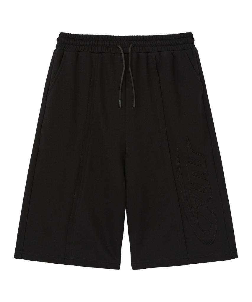 RAIMENT Big Patch Bermuda Wide Elastic Sweatpants_Black