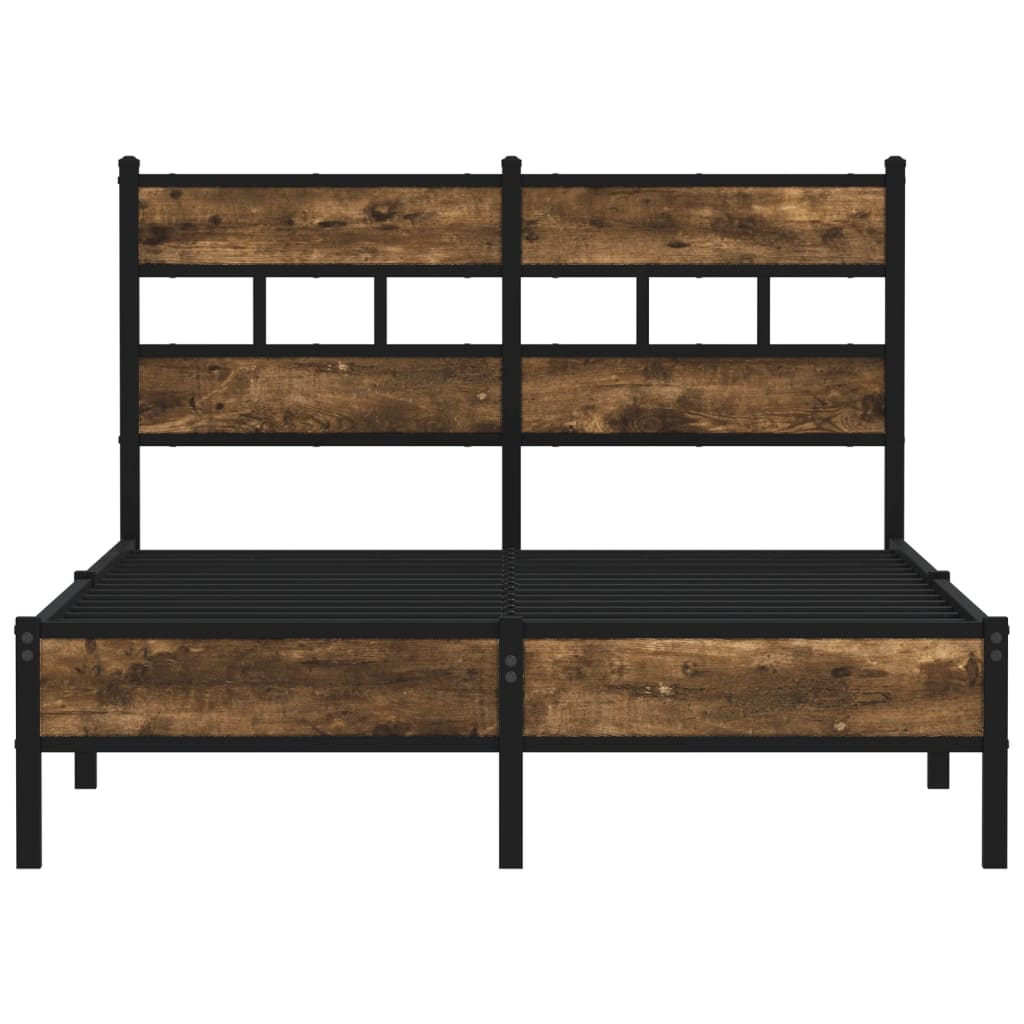 Bed Frame without Mattress with Headboard Smoked Oak Finish 120x190 cm