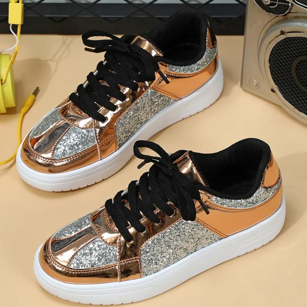 Casual Board Shoes Women Fashion Sequin Flats Breathable Walking Shoes Low-cut Daily Versatile Casual Shoes