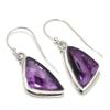 Natural Brazilian Amethyst Gemstone 925 Solid Sterling Silver Earring 1.75" Z4e14