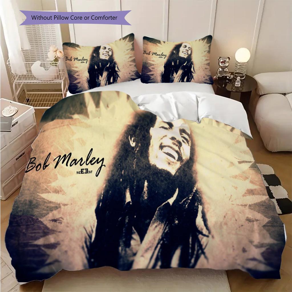 Bob Marley Lebendiges Kunst-Set Dreiteiliges Set 1 Bettbezug 2 Kissenbezüge Ohne Füllung Bettwäsche-Set Bettbezug und Kissenbezug