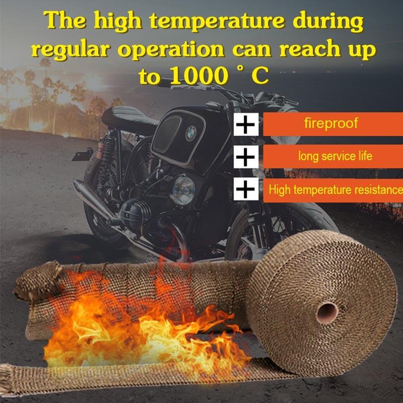 Motorcycle Exhaust Thermal Band Heat Wrap Protection Manifold Insulation Tape with Stainless Ties Fiberglass Heat Shield Tape