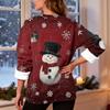 Women's Fashion Casual Long Sleeve Christmas Printed Round Neck Top Sweatshirt