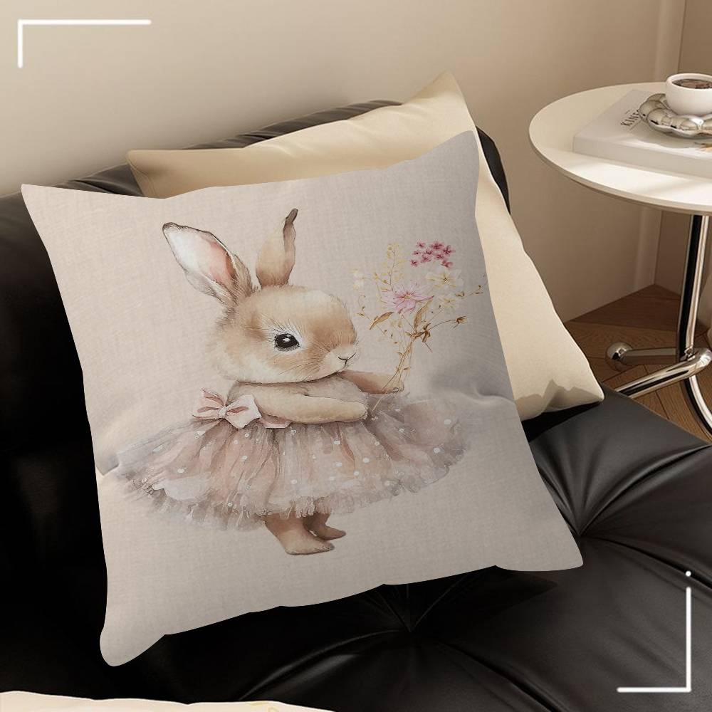 Cute Ballerina Bunny Ballet Animal Pillowcase Toon Gift Cushion Cover Bedroom Home Sofa Chair Seat Decor Pillow Case