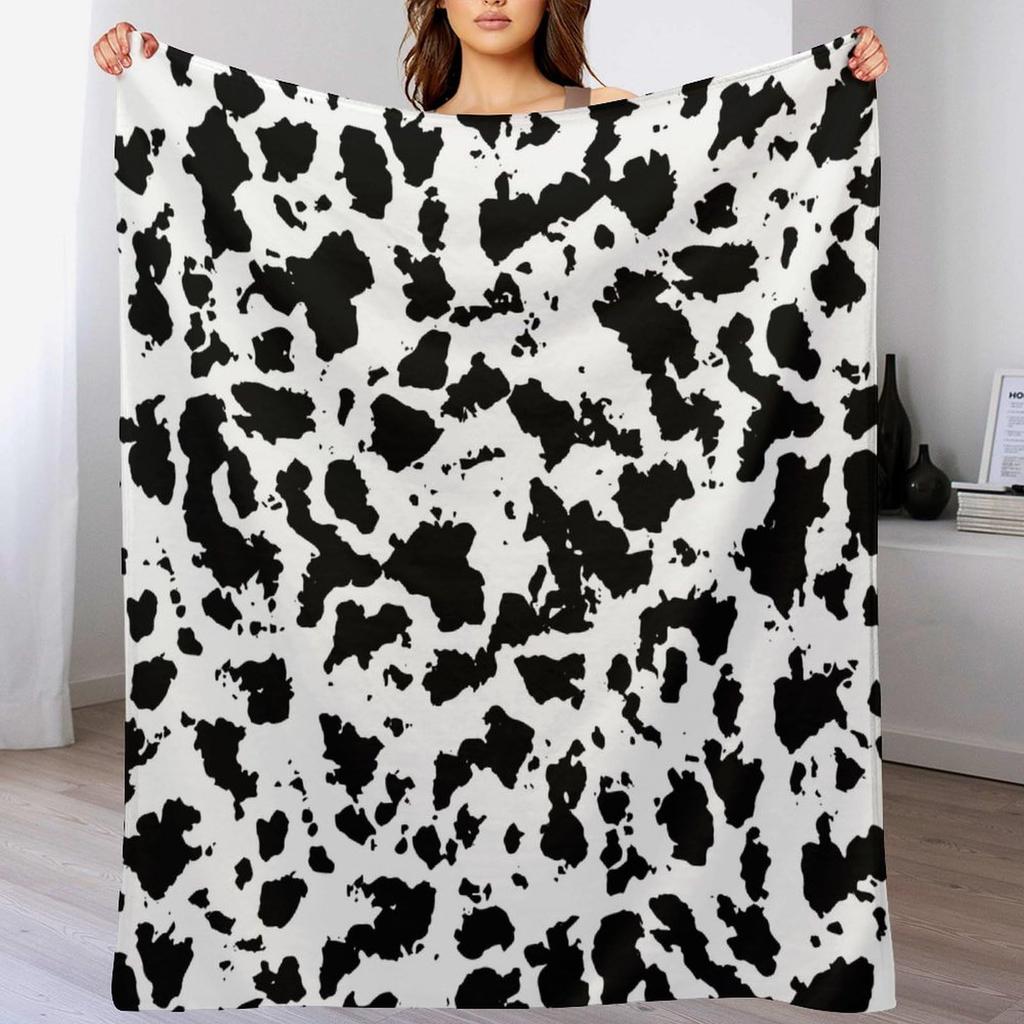 Cow Skin Texture Series Digital-printed Polyester Bedroom Velvet Flannel Cover Blanket Fleece Soft Sofa Cover Blankets for Beds
