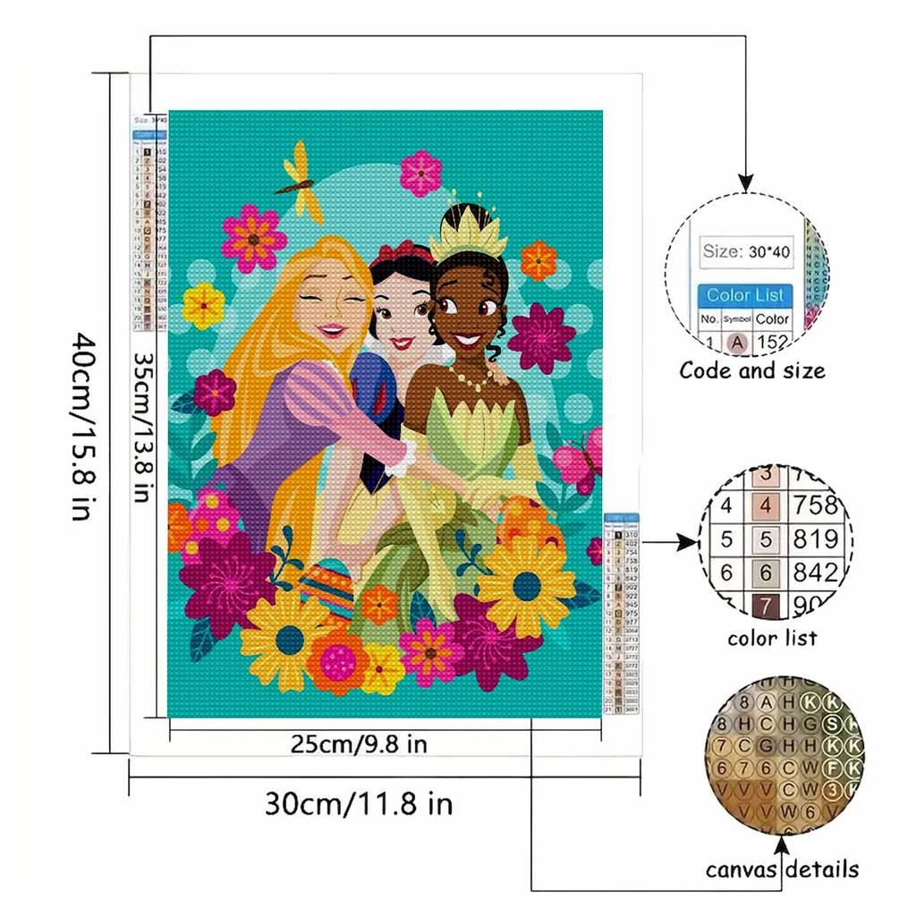 DIY Diamond Painting Beautiful Princesses Cross Stitch Kit Mosaic Art Diamond Painting Full Circle Diamond Home Decoration