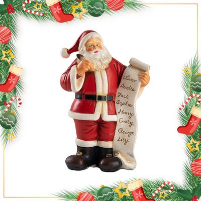 Petite figurine du Père Noël en résine, sculpture du Père Noël avec sac cadeau/liste de souhaits pour cheminée, étagère, table, décoration de fête du Nouvel An