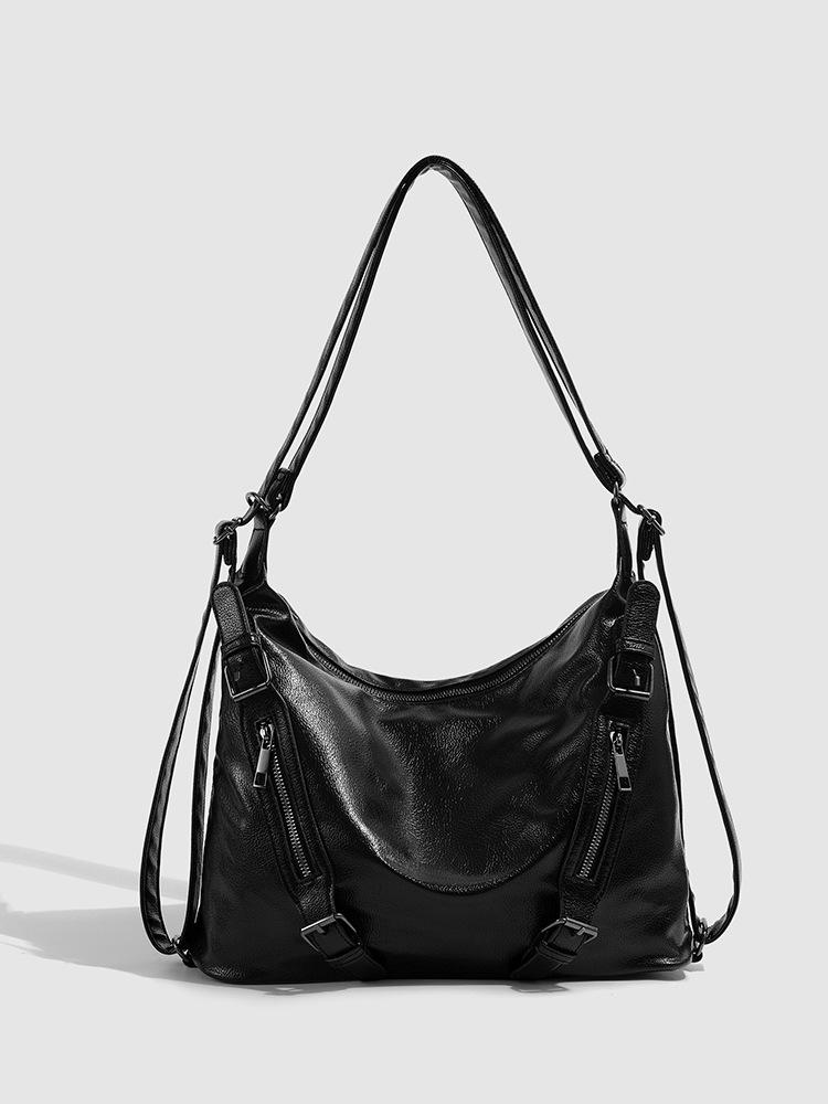 

Fashionable and versatile backpack retro soft leather large capacity backpack women s 2025 new commuter single shoulder crossbody tote bag чёрный