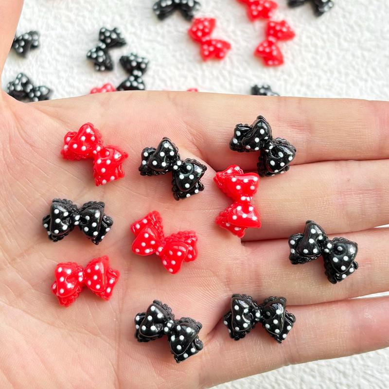 

30 Pcs Latest Kawaii Animation Black Red Bow Knot Resin Scrapbook Diy Decorative Hair Clip, Pendant Jewelry Manicure Accessories A52