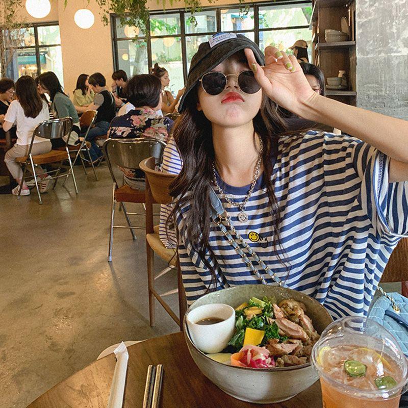 

Blue Short-Sleeved Summer Loose Bottoms Disappear T-Shirt Blue 2XL