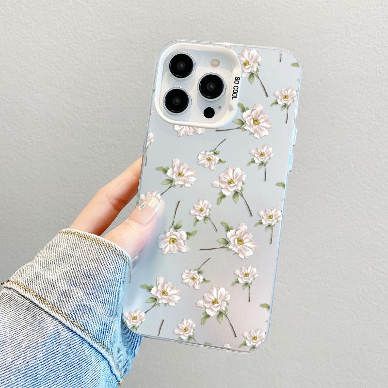 Fresh Small Flower Graphic Laser Phone Case For Samsung Galaxy S26 Ultra S23 S24 S25 S22 S21 S20 Plus FE A35 A54 A55 5G Cover