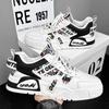 Fashion Men's Casual Pu Leather Boards Shoes Fashion Graffiti Versatile Men Leisure Sneakers Outdoor Tennis Hiking Sport Shoes Masculino