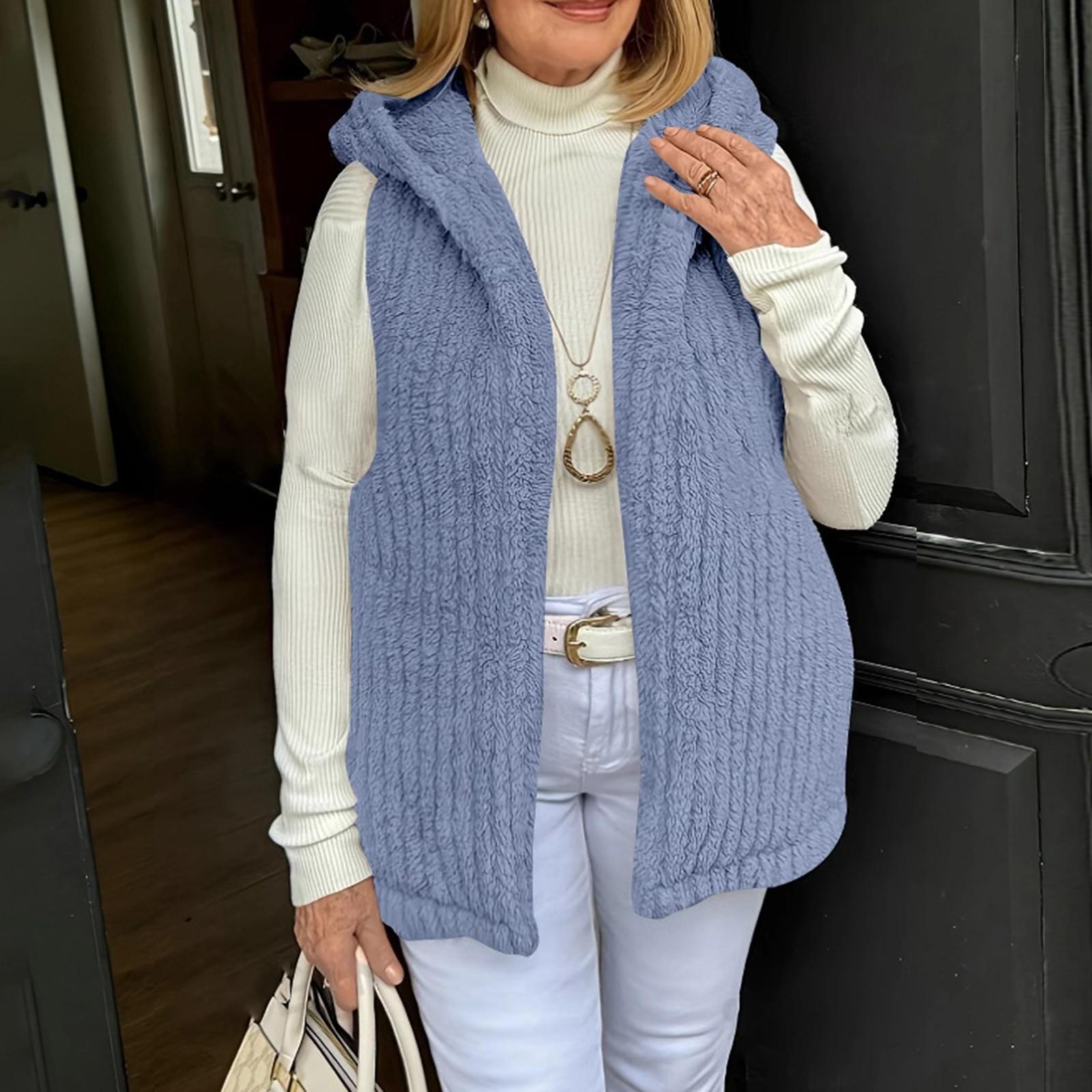 

Женская модная однотонная двухсторонняя бархатная толстовка с капюшоном, плюшевый кардиган, жилет, куртка XXL