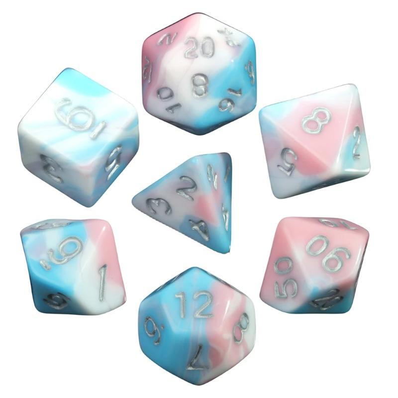 Beautiful Colorful Gaming Dice Collection of 7 Perfect Gift for DND Board Game Accessories Lovers