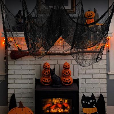 1-10 Stück Horror Halloween Dekoration Schwarzer Gaze Künstliches Spinnennetz Für Spukhaus Halloween Party Heimdekoration Gruselige Szene Requisite