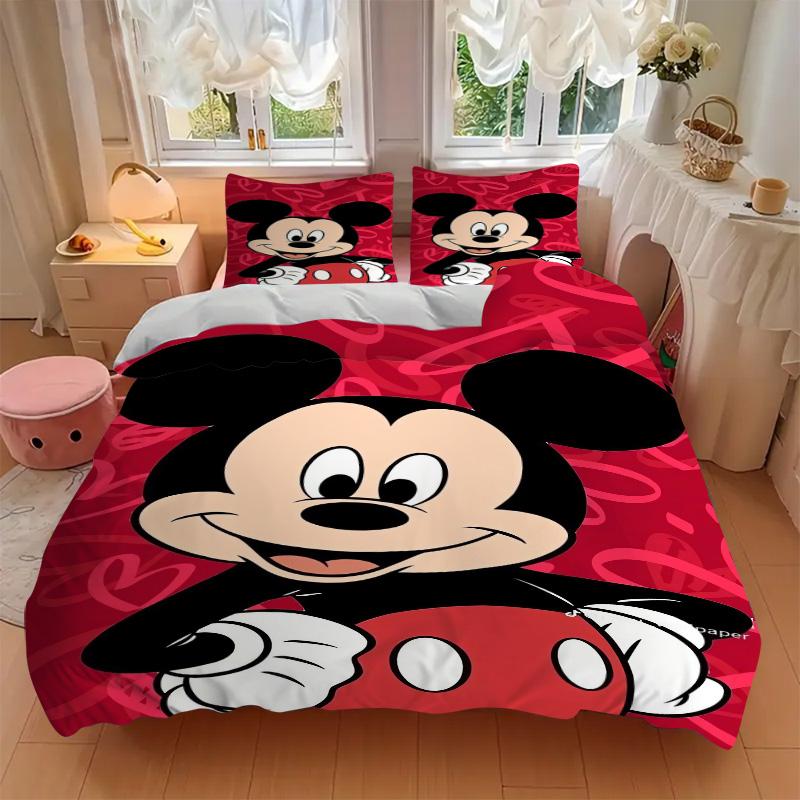 Mickey Mouse Valentine'S Day Print 3Pcs Bedding Setduvet Cover With 2 Bedropillowcase Home Birthday Gift