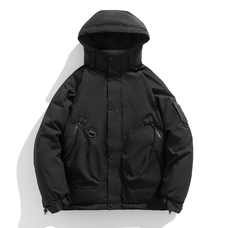 Men's White Duck Down Jacket Warm Hooded Thick Puffer Jacket Coat Casual  Overcoat Thermal Winter Parka Men