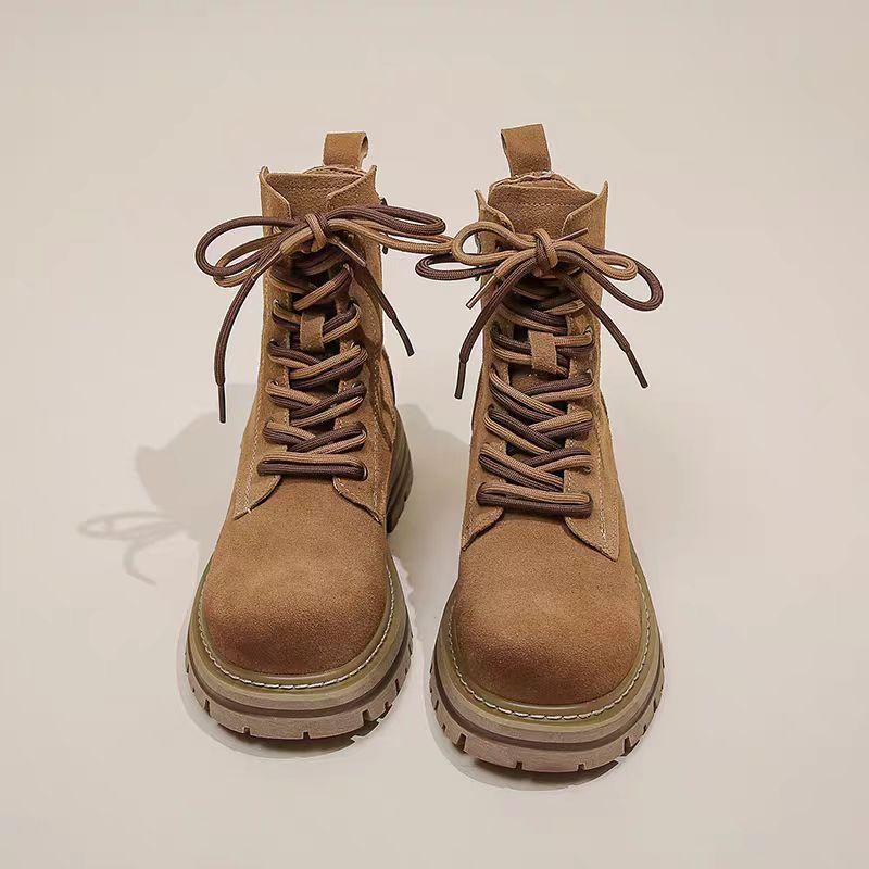 

Женские демисезонные и зимние новые ретро рабочие ковбойские сапоги из натуральной кожи на толстой подошве, увеличивающие рост, короткие сапоги 40