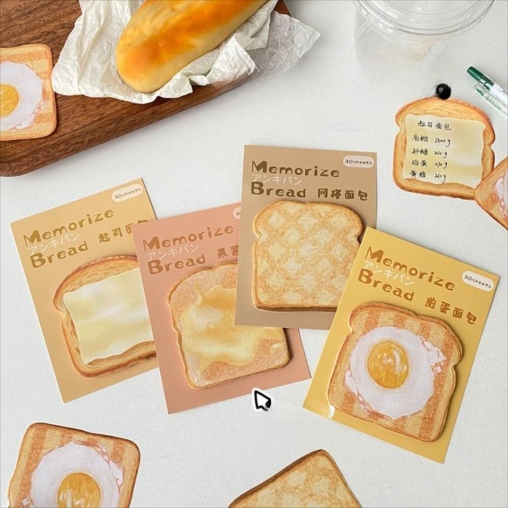 30 Sheets Simulated Toast Tearable Memo Pad Self-adhesive Planner Sticker Notepad School Supplies