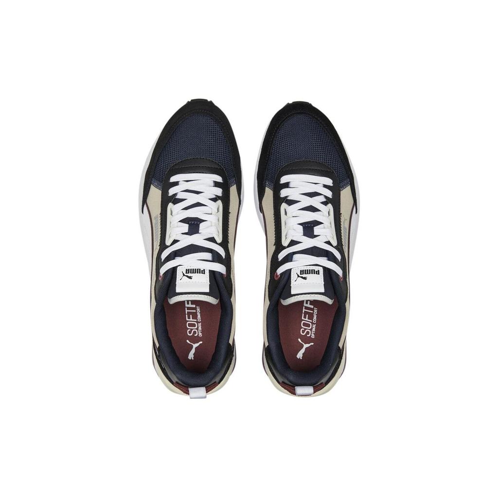 Puma R22 Kůže A Textil Sportovní Pohodlné Nízké Lifestylové Boty Unisex Boty Černá Bílá Béžová 383462-21