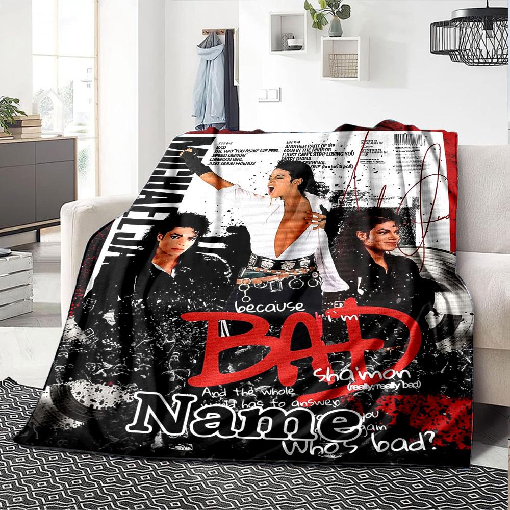 Custom Name Michael Jackson's Iconic Pose flannel Blanket for Super Soft Cute Comfort Blanket for Travel Bedding Couch Sofa Blanket