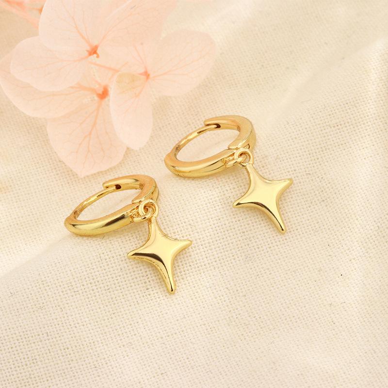 S925 Silver Four Pointed Star Earrings For Women Fashionable Minimalist Star Drop Earrings Jewelry