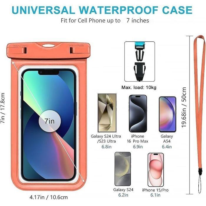 Waterproof Case - Samsung - Galaxy S25/S24/S23/S22/S21/S20/S10 - IPX8 Protection - Orange - Safe Lock