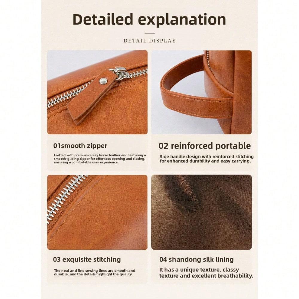 Simulation Leather Men's Toilet Bag Portable Travel Skin Care Product Storage Bag