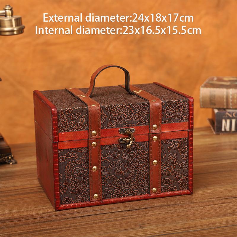 European Style Retro Wooden Lockable Storage Box Wooden Treasure Box Organizer Secret Room Escape Props Decorations Box