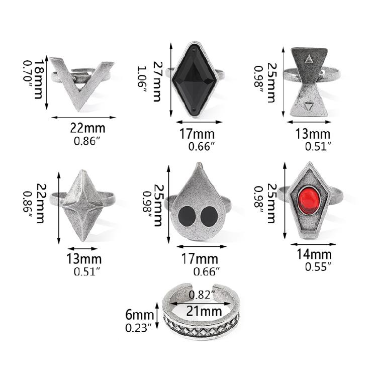 7 Stück Fingerring-Schmuckstücke Geschenk für zweidimensionale Fans Miniatur-Sammlungen