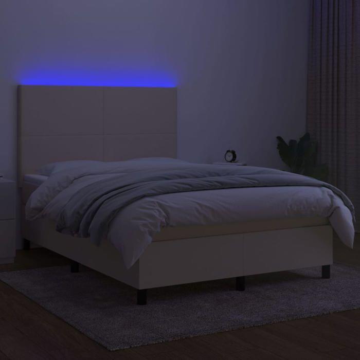 Sommier tapissier - Maison Exclusive - Matelas 140x200 20cm - Tête de lit réglable - Bandes LED colorées