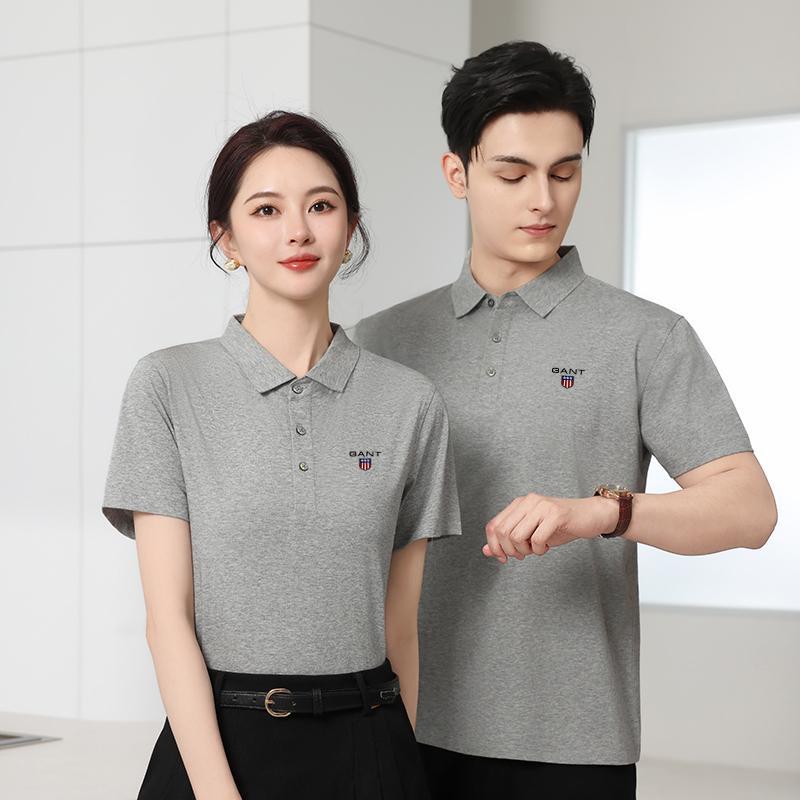 Gant 2025 Men's Summer Embroidered Cool Antibacterial Collar Polo Shirt Couple Business Casual Polo Shirt