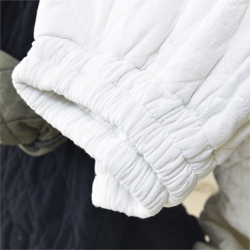 Johnature Pantaloni ocazional pentru femei, din bumbac cald, toamnă iarnă, talie elastică, culoare solidă, buzunare groase, pantaloni vintage, cu flori