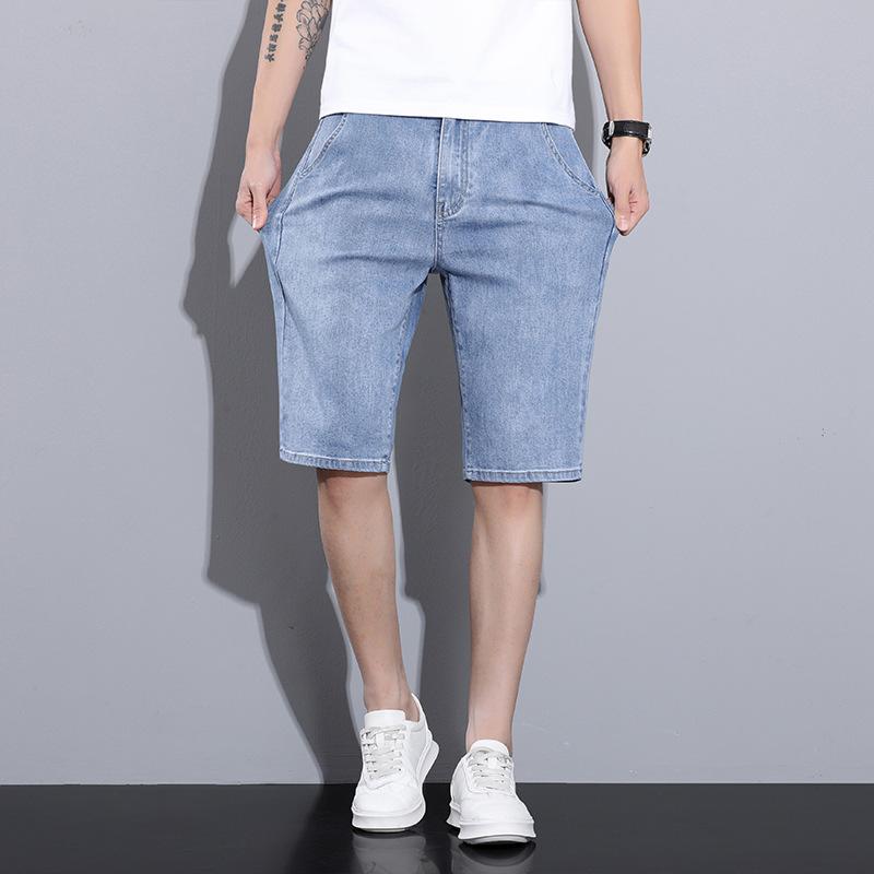 Men's Summer Slim Fit and Slim Casual Denim Crop Pants Casual Shorts High Waist Mid-pants