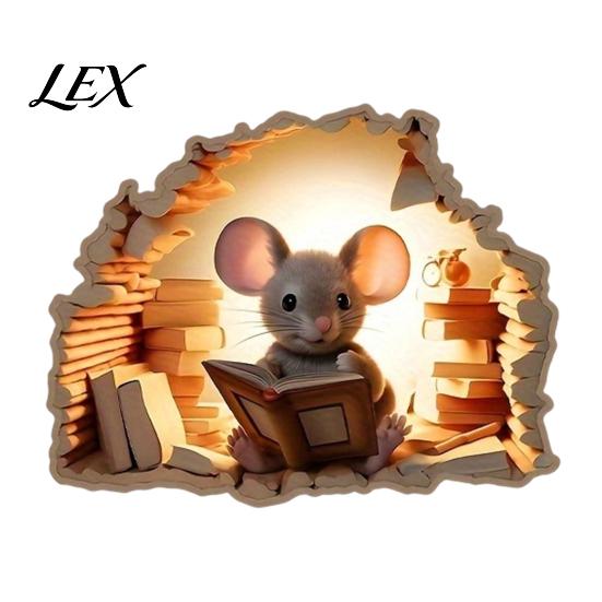 Waterproof Wall Murals Christmas Cute Mouse Break?Through Decals, 3D Hole Self?Adhesive Stickers Stickers, DIY Decor for Living Room Entryway Kids