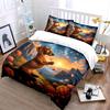 3Pcs Dachshund Sunset Mountain Rose Bedding Set Realistic Pet Floral Print Duvet Cover 2 Pillowcases King Queen Gift