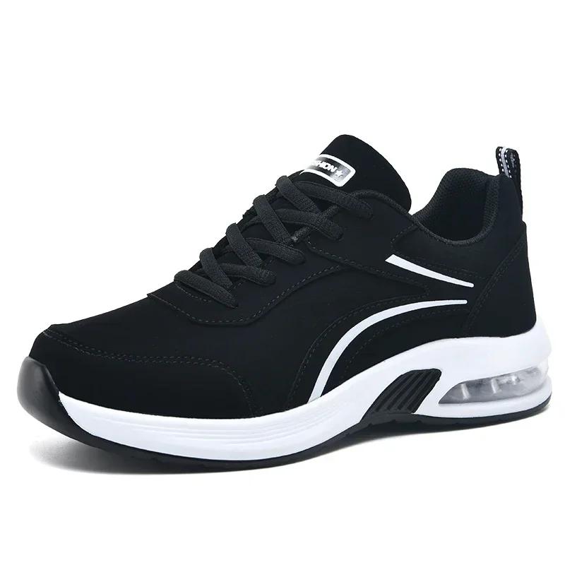 Autumn Ladies Sports High-Quality Non-Slip Jogging Shoes, Fashion Leather Upper Running Shoes Women Soft Fitness Casual Sneakers