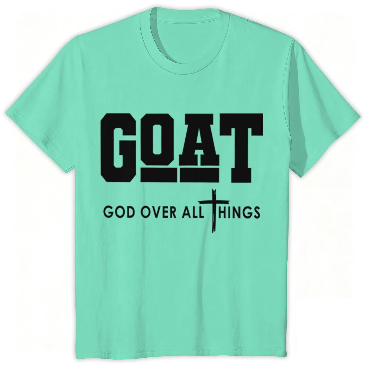 GOAT God Over All Things Tshirts Christian Cross Graphic T Shirts Short Sleeve Tee Mens Clothes Religious Faith Print Clothing S