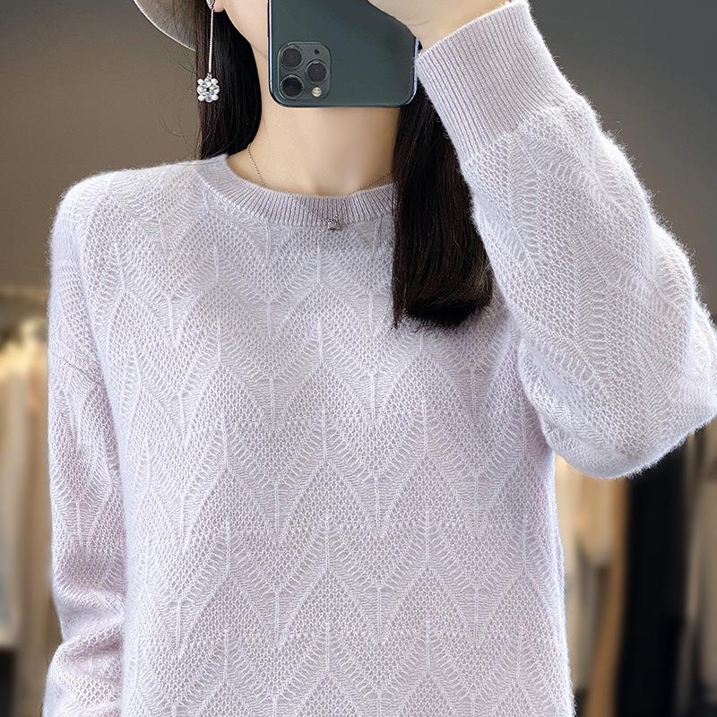 

Осень и зима новый жаккардовый женский трикотажный свитер с круглым вырезом и длинными рукавами, пуловер, модный, универсальный, для ношения под низ, свободная и тонкая рубашка S