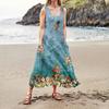 Damen Sommerkleid, lässig, modisch, bedruckt, ärmellos, Rundhalsausschnitt, Taschenkleid