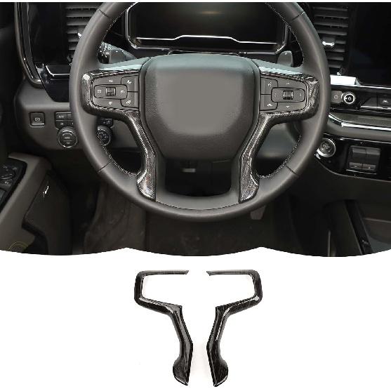 Steering Wheel Trim Cover Decoration Kit Interior Accessories for Chevrolet Silverado 2019-2023,for Chevrolet Tahoe 2021-2023,for Suburban SUV Black wood grain