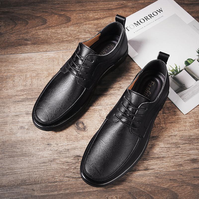 Brand Man Leather Shoes Rubber Sole Casual Oxford Size 37-45 Men's Office Business Dress Flats Mens Split Leather Wedding Shoes