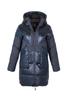 Wittchen Women's Down Coat In Combination Materials With Hood, Navy Blue, Navy Blue Nylon