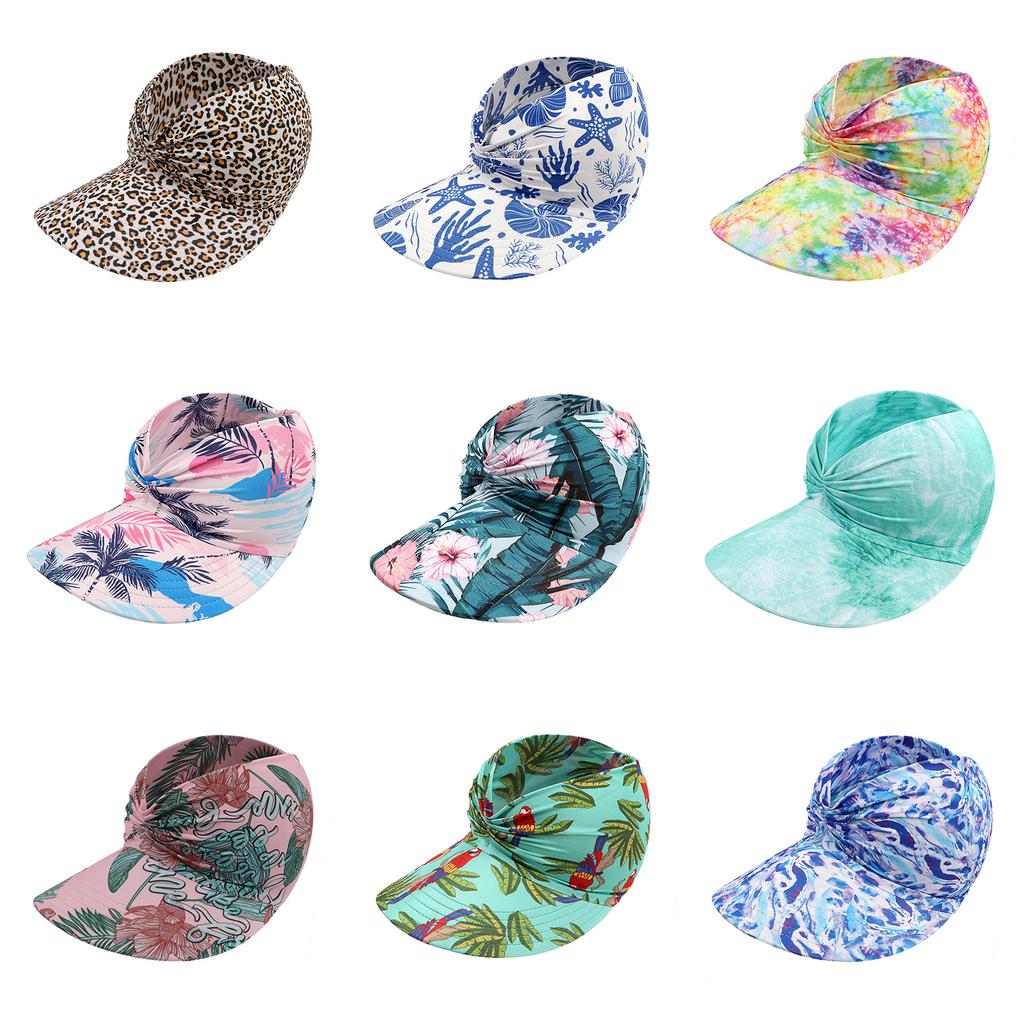 Stylish Leopard Print Hat Women Ponytail Hat Quick Drying Adjustable Hat for Outdoor Beach Sports