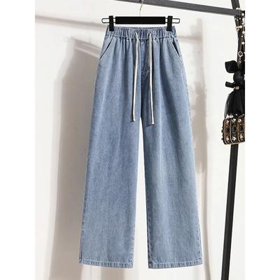 Jeans da donna, taglie grandi, vita alta, sottili, sezione sottile, pantaloni dritti, larghi, pantaloni a gamba larga