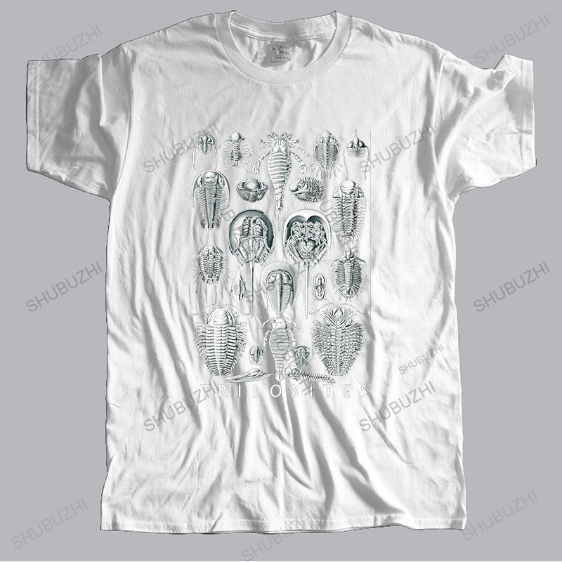 

Men crew neck tshirt cotton brand teeshirt black Trilobites By Haeckel Fossils Geology new mens short sleeve print tshirt S