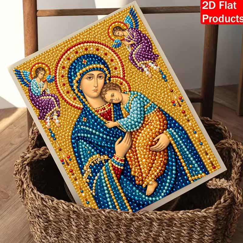 DIY 3D Pearl Diamond Painting Art Set Religious Mother And Son Home Decor Art Set Wall Art