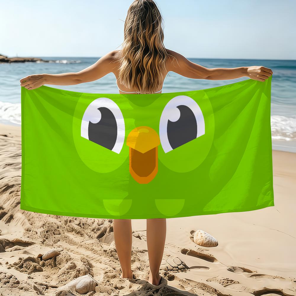 Cartoon D-Duolingo AI Towel Beach Towel Oversized Quick Dry Towel Absorbent Soft Swim BeachTowels for Men Women
